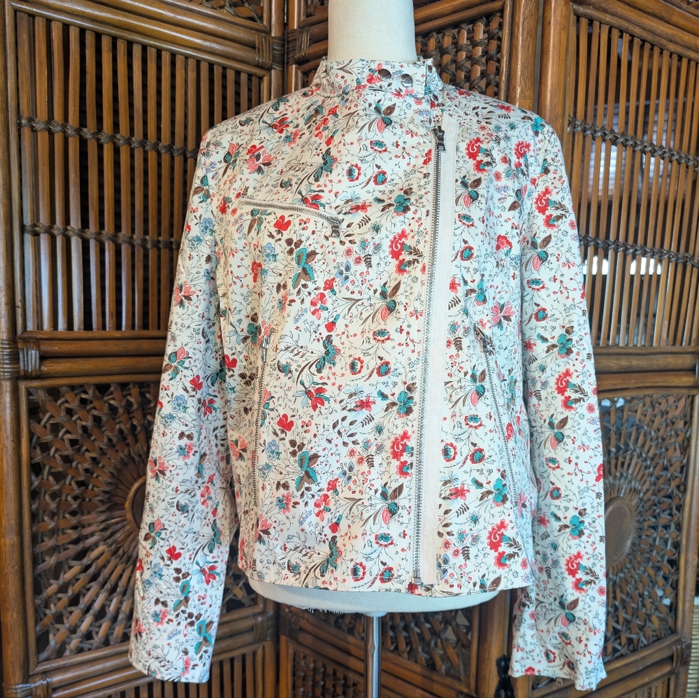 GAP Moto Jacket - Red Floral - Fully Lined - XL - NWOT - Picture 8 of 16